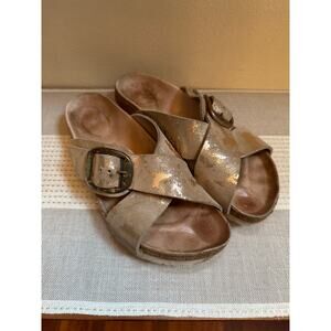 Birkenstock Siena Rose Gold Metallic Copper Big Buckle Sandals Size 39 Narrow